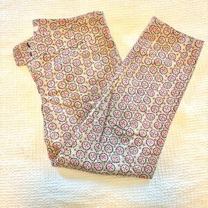 LOFT The Riviera Pant Beige Pink Geometric Print Ankle Pants Women’s Size 6